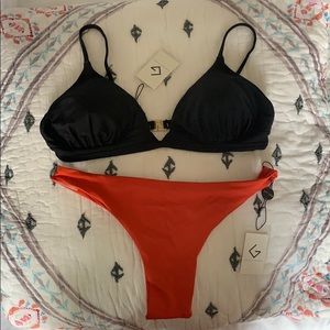 Khongboon designer Bikini black and red size M